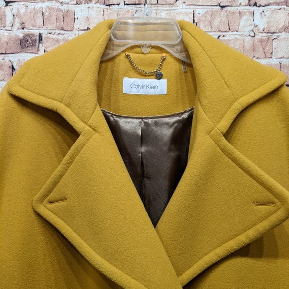 Calvin Klein Wool Blend Coat in Gold Size M - Picture 3 of 13